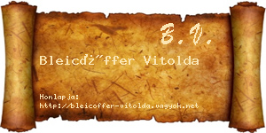 Bleicöffer Vitolda névjegykártya